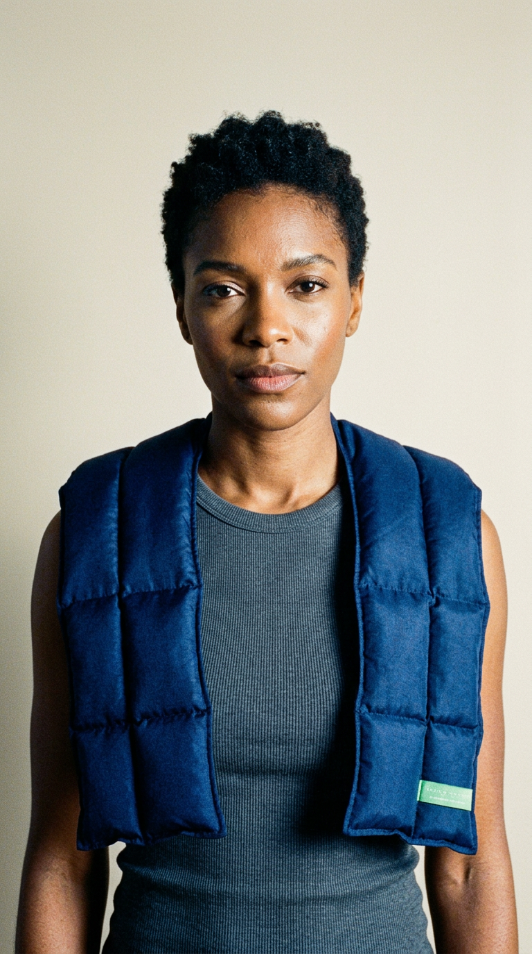 AI product shot of Over Shoulder Wheat Bag – Upper Back & Shoulder Pain Relief