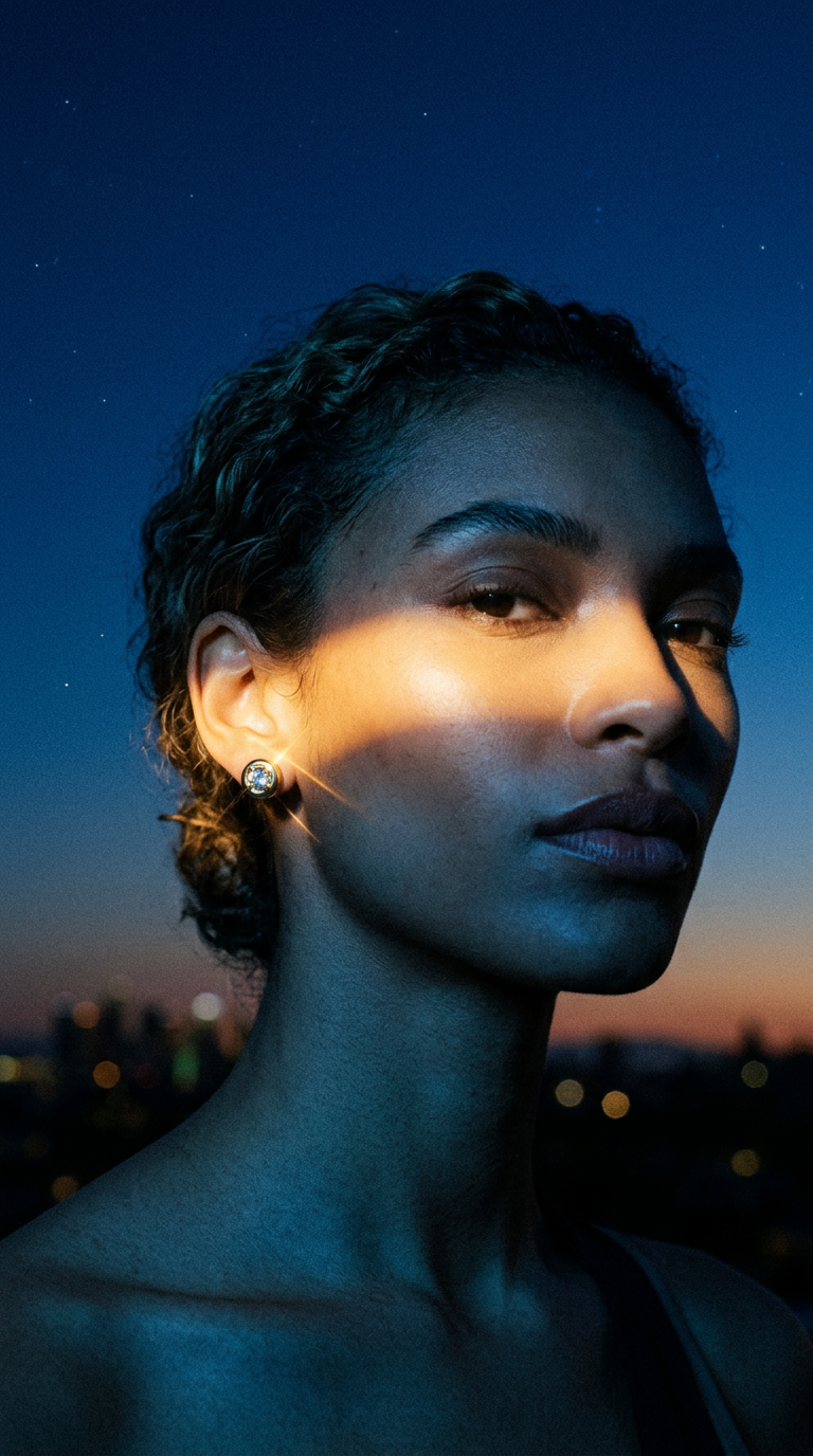 AI product shot of Maddy Lab Grown Diamond Gold Button Stud Earrings