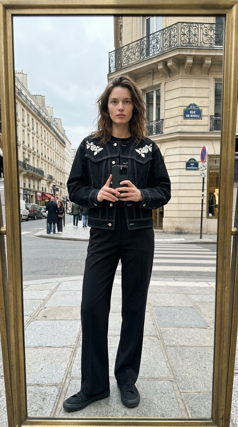 AI product shot of 【26SS】ハンドエンブロイダリーデニムジャケット