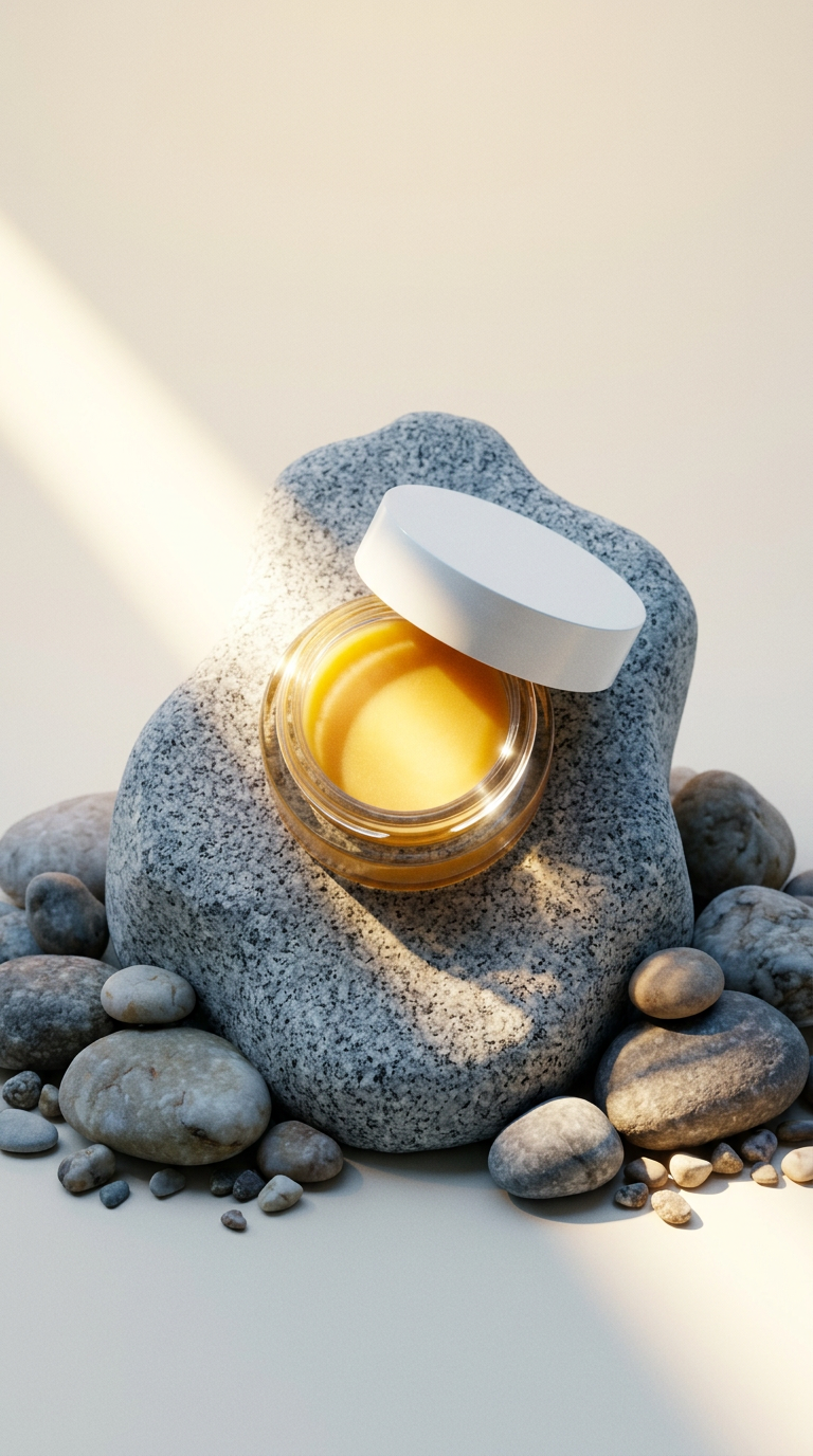 AI product shot of Baume infusé à l'huile de rosier sauvage biologique