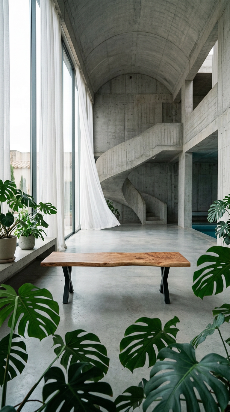 AI product shot of Live Edge Timber Bench