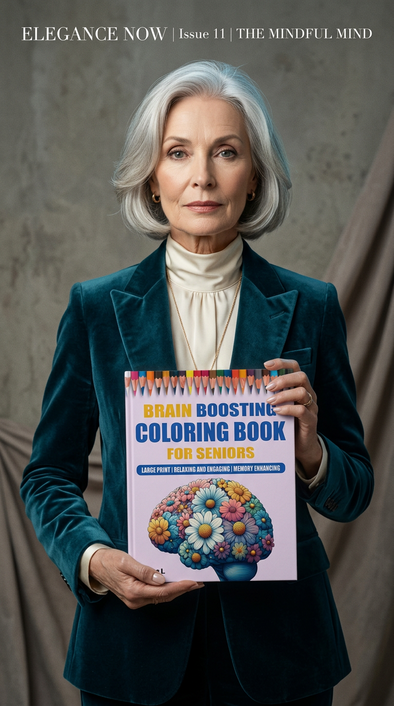 AI product shot of Brain Boosting Coloring Book for Seniors: Large Print| Relaxing and Engaging| Memory Enhancing