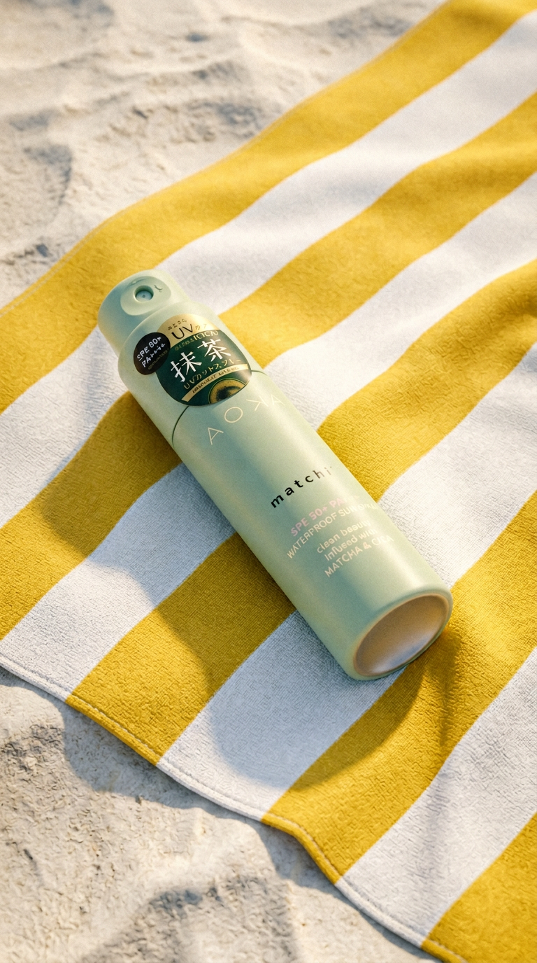 AI product shot of AOKA WATERPROOF SUN SPRAY SPF50+ PA++++ 100 ml