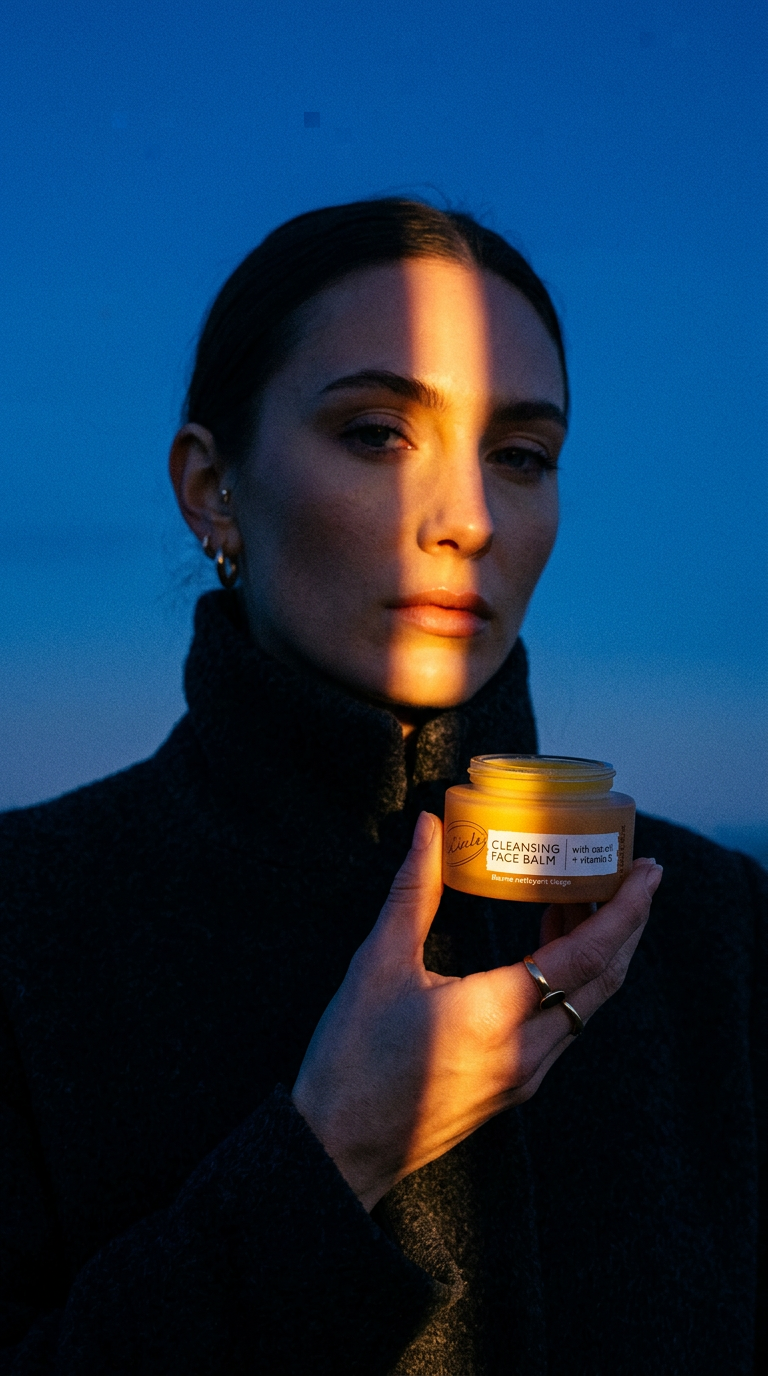 AI product shot of Puhdistusbalsami kauralla ja E-vitamiinilla, 55ml