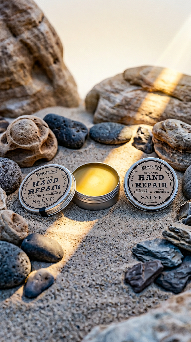 AI product shot of Intensive Hand Repair Salve With Hemp, Clary Sage & Vitamin E.