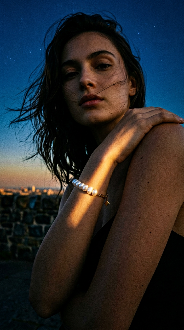 AI product shot of PAPERCLIP FRESHWATER PEARL BRACELET