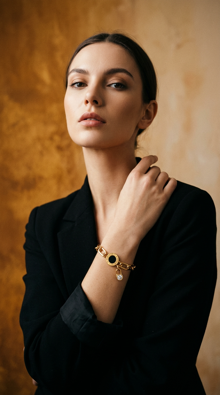 AI product shot of Aura Harmony Bracelet – 18K Gold Plated