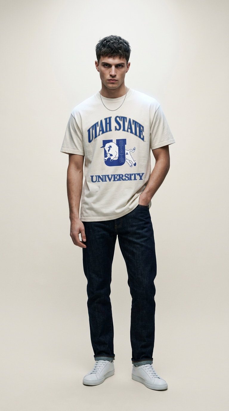 AI product shot of USU - Jumping Bull Tee