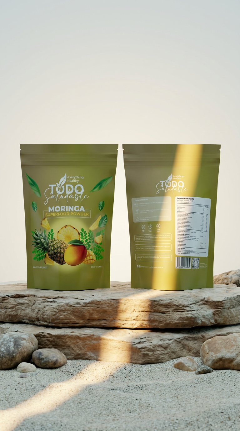 AI product shot of Moringa Superfood Powder