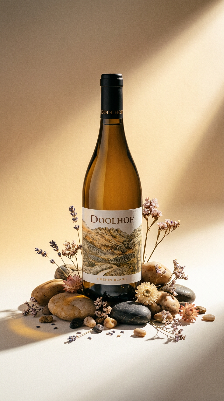AI product shot of Doolhof Wine Estate | Chenin Blanc
