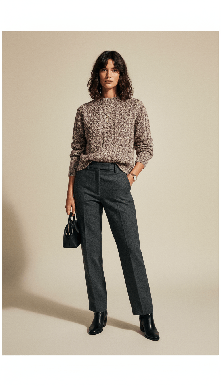 AI product shot of Quinn Shrunken Fisherman Sweater