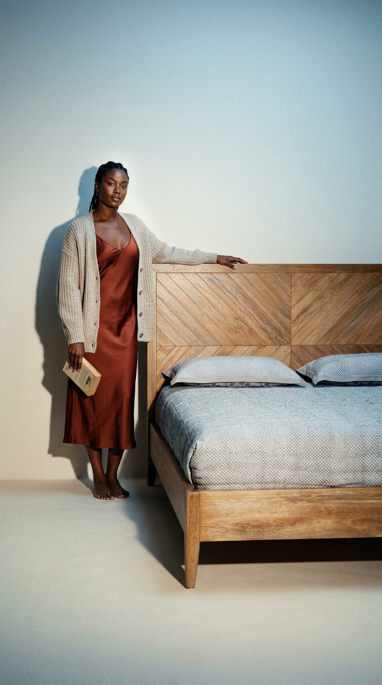 AI product shot of Tapestry Bed — Natural Sealed