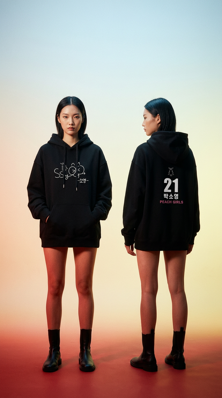 AI product shot of 三仙桃簽名帽T_冬季刷毛款