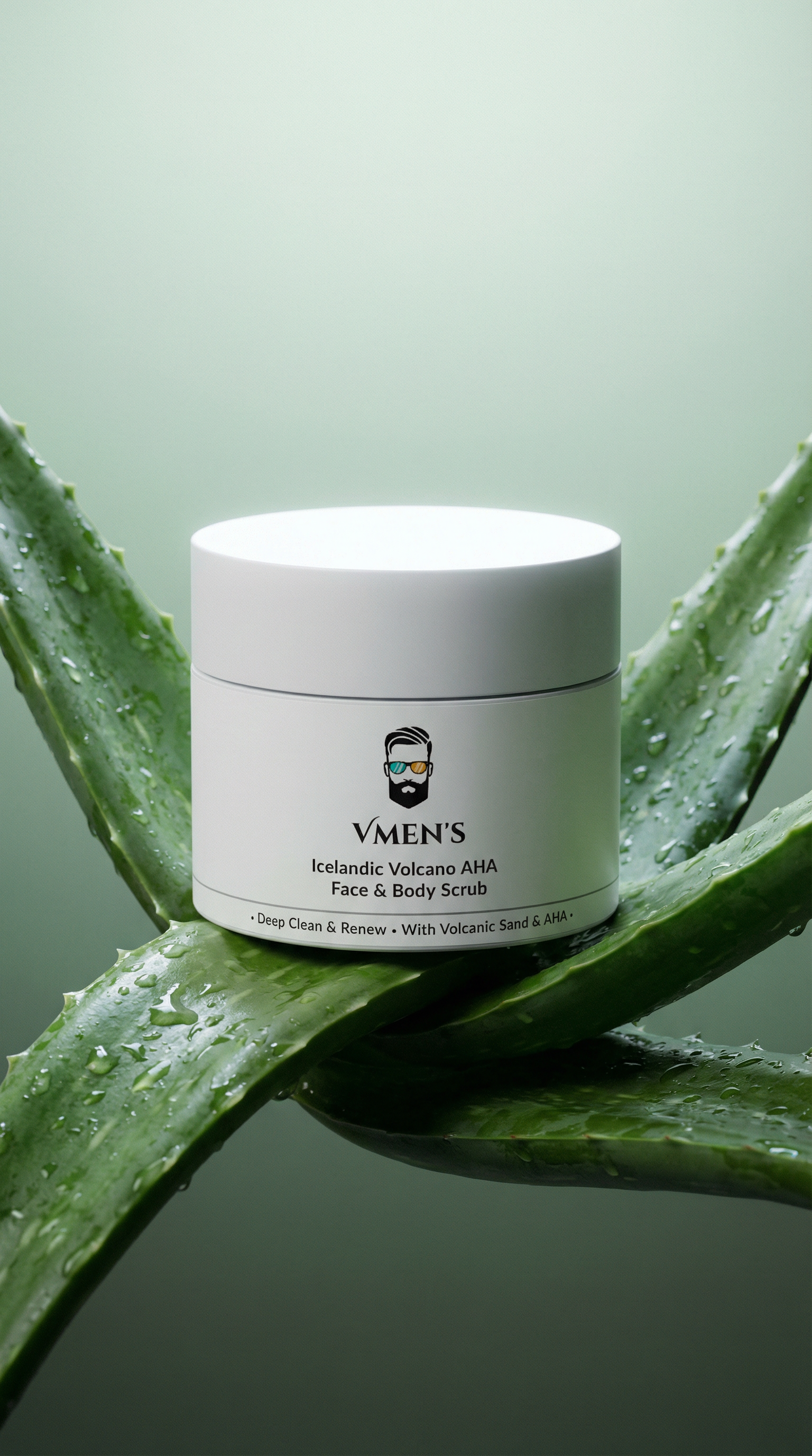 AI product shot of Men's Icelandic Volcano AHA Face & Body Scrub - Dual Exfoliation