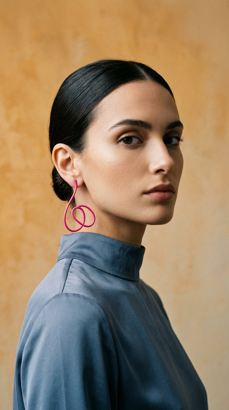 AI product shot of Linework Earrings Hot Pink 1