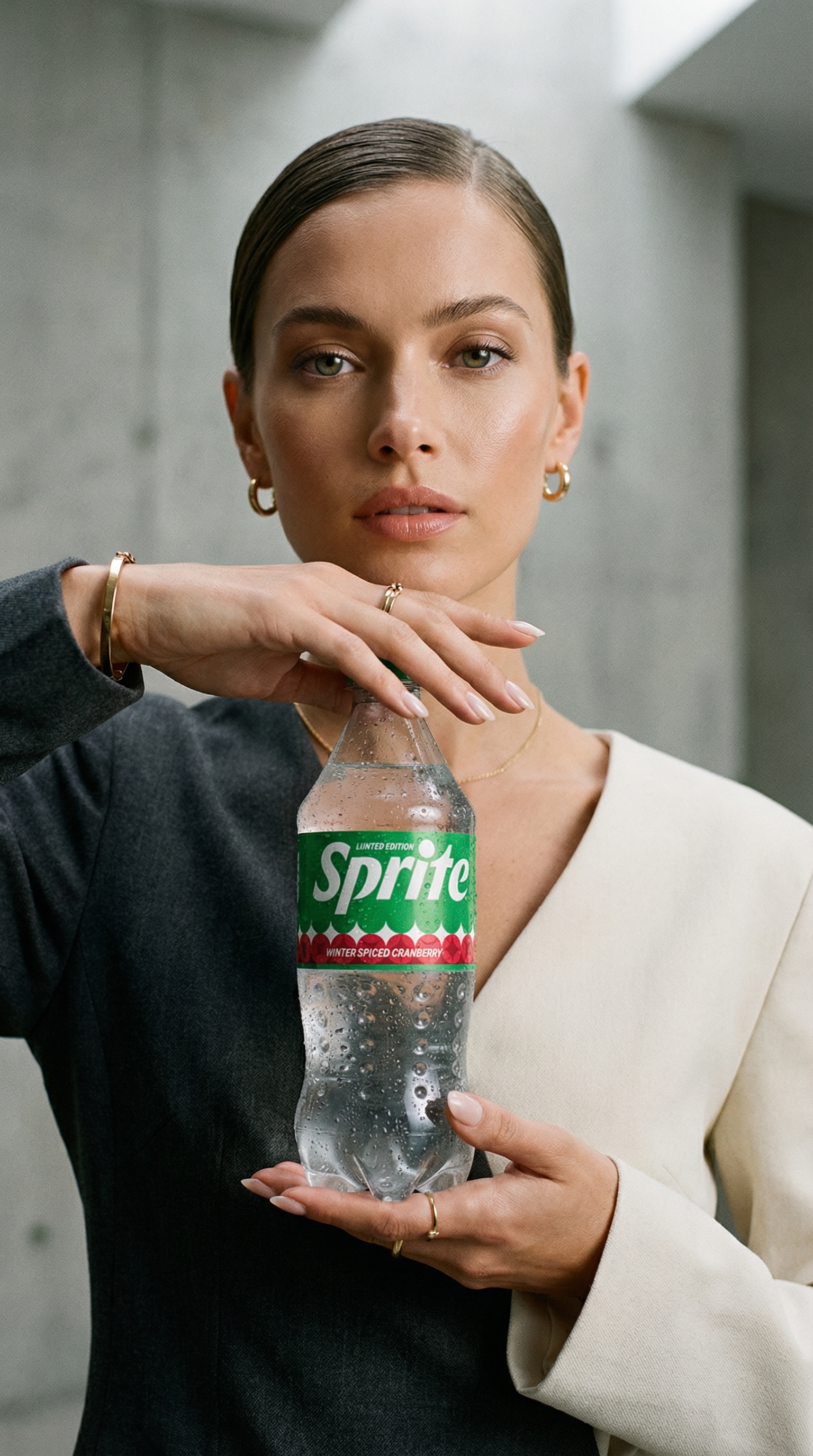 AI product shot of Sprite Winter Spiced Cranberry