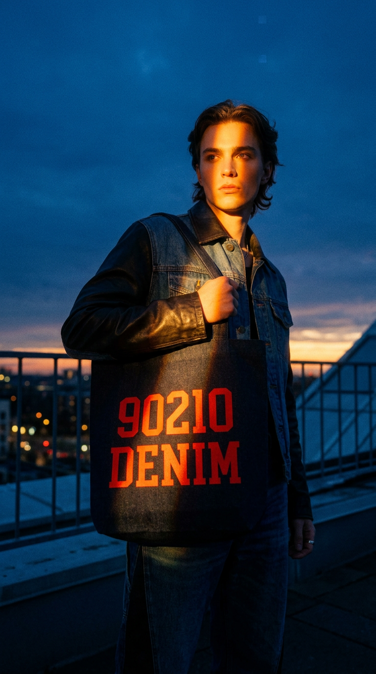 AI product shot of Winfield Denim Tote Bag