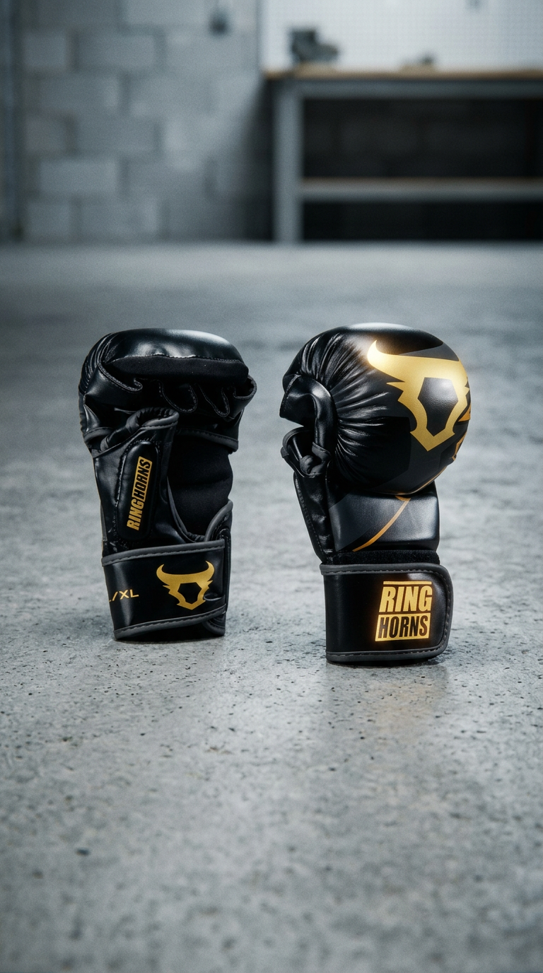 AI product shot of Ringhorns Charger by Venum MMA Sparring Gloves - Black/Gold