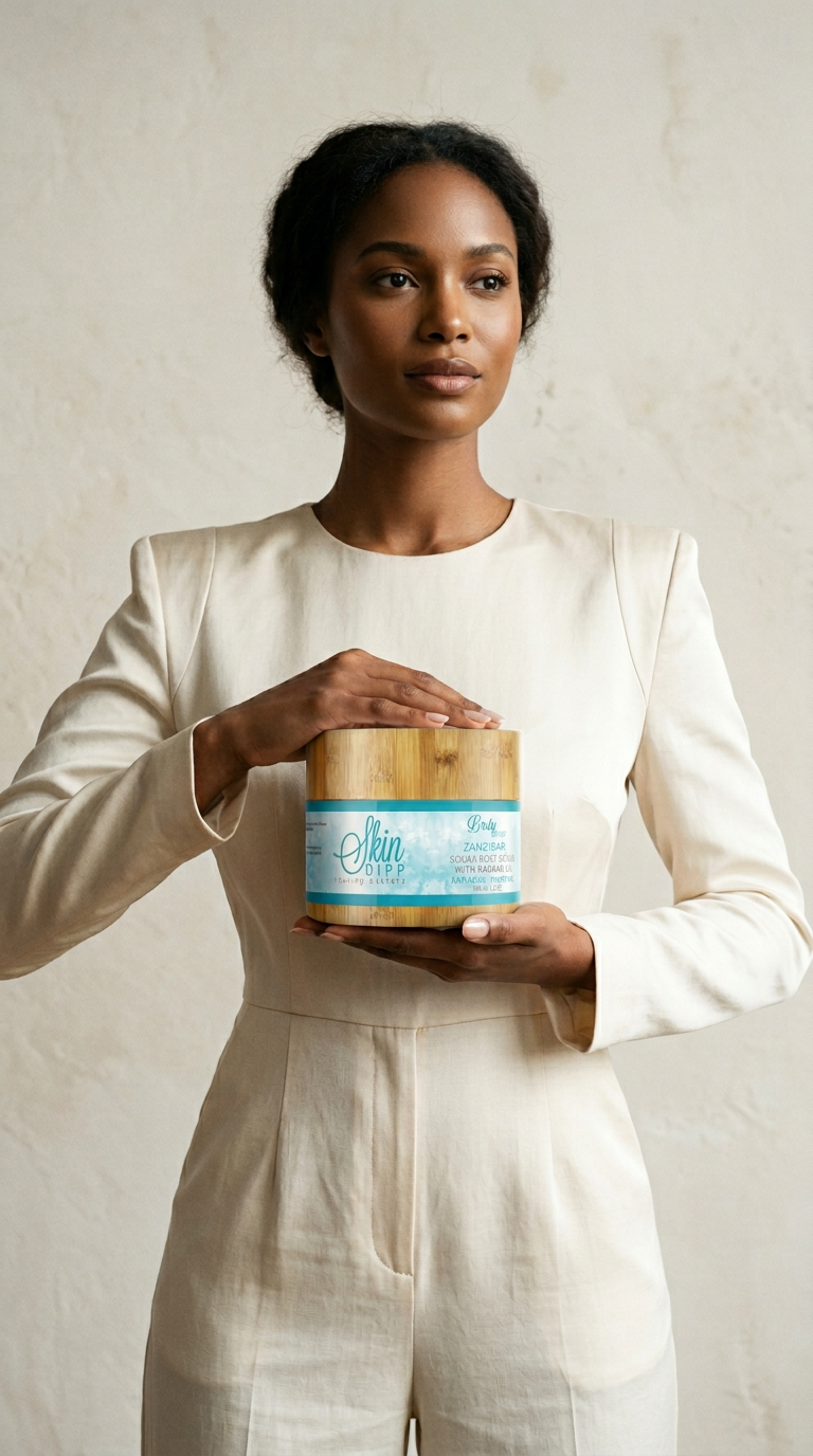 AI product shot of Skin Dipp Healing Butters - Body Dipp Sugar Scrub - Zanzibar