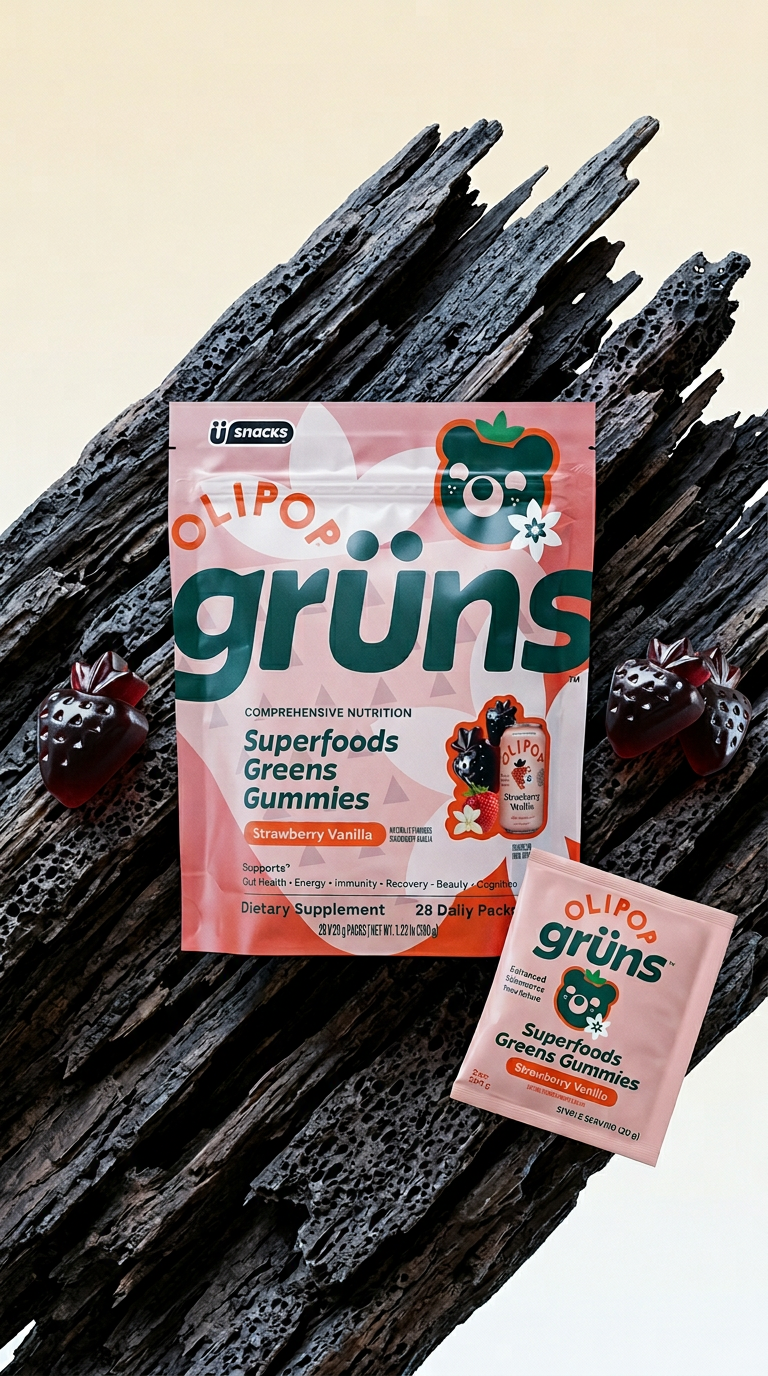 AI product shot of Grüns Superfood Gummies