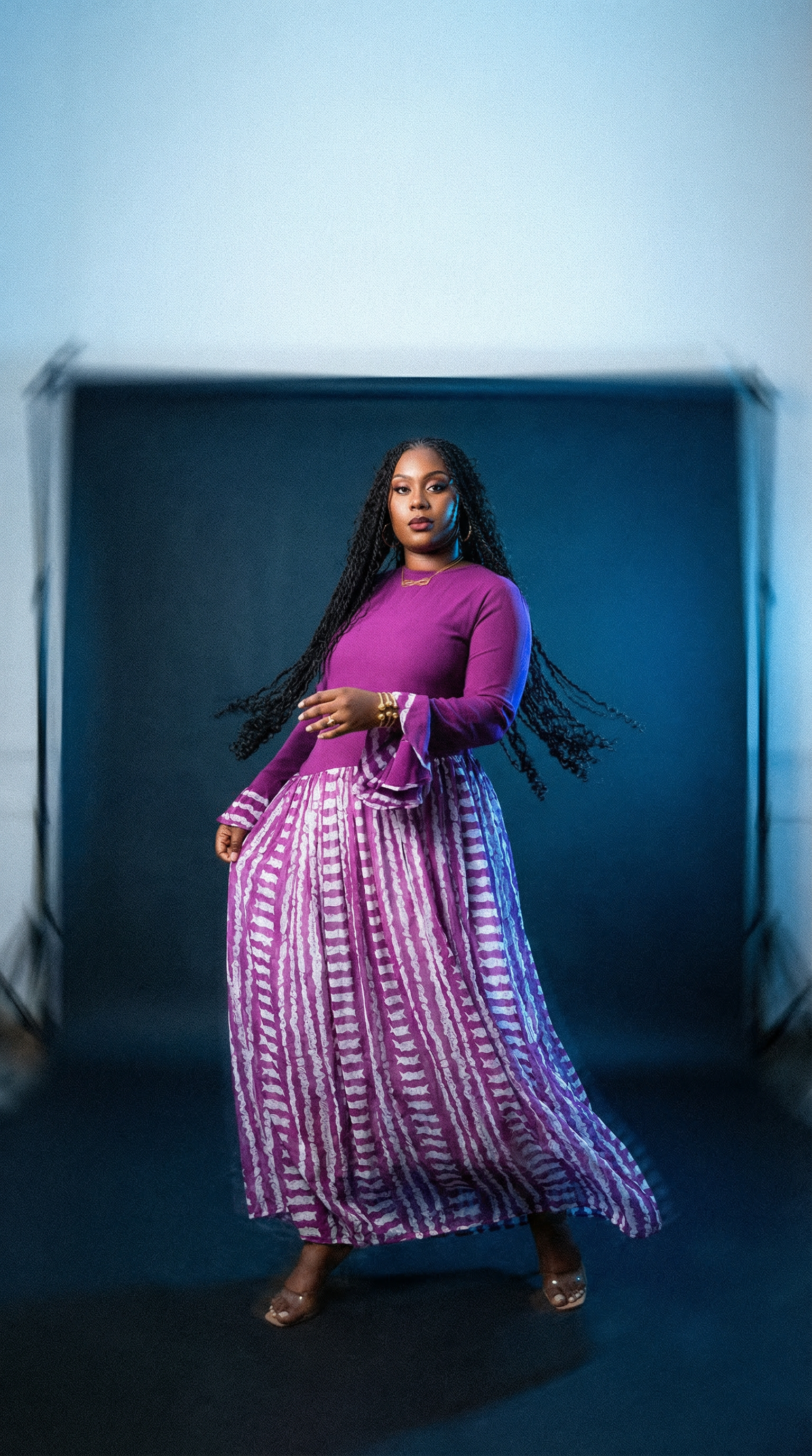AI product shot of Arva Royal Bloom African Print Maxi Dress