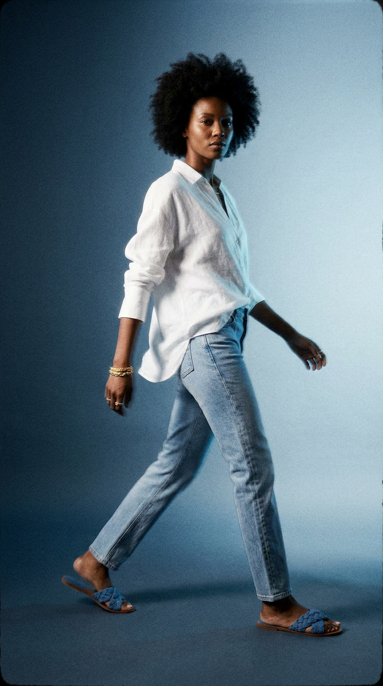 AI product shot of Chester Low Rise Slim Straight Light Indigo Worn