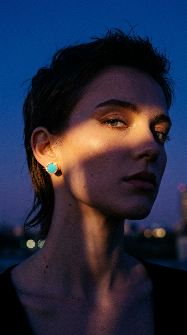 AI product shot of Diamond Turquoise Stud Earrings