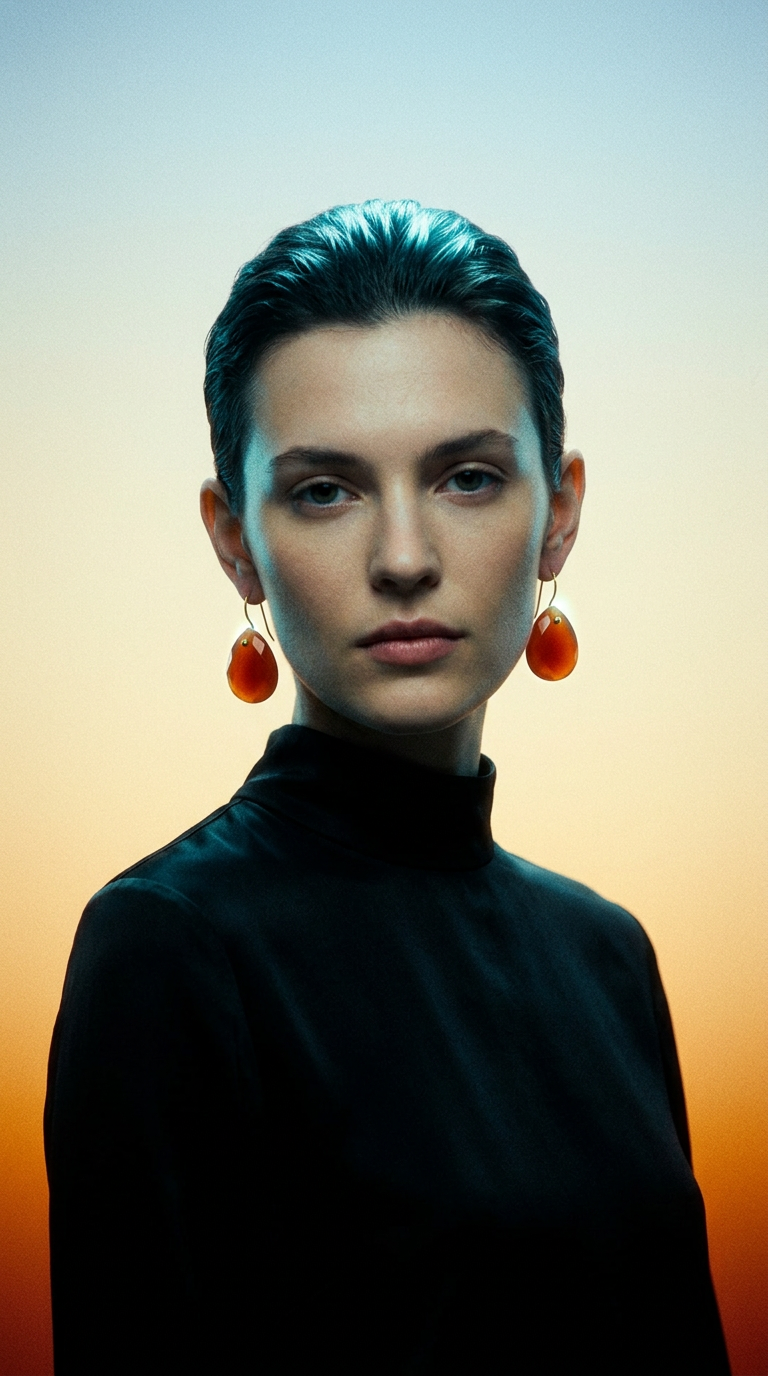 AI product shot of Carnelian Drop Gemstone Earrings