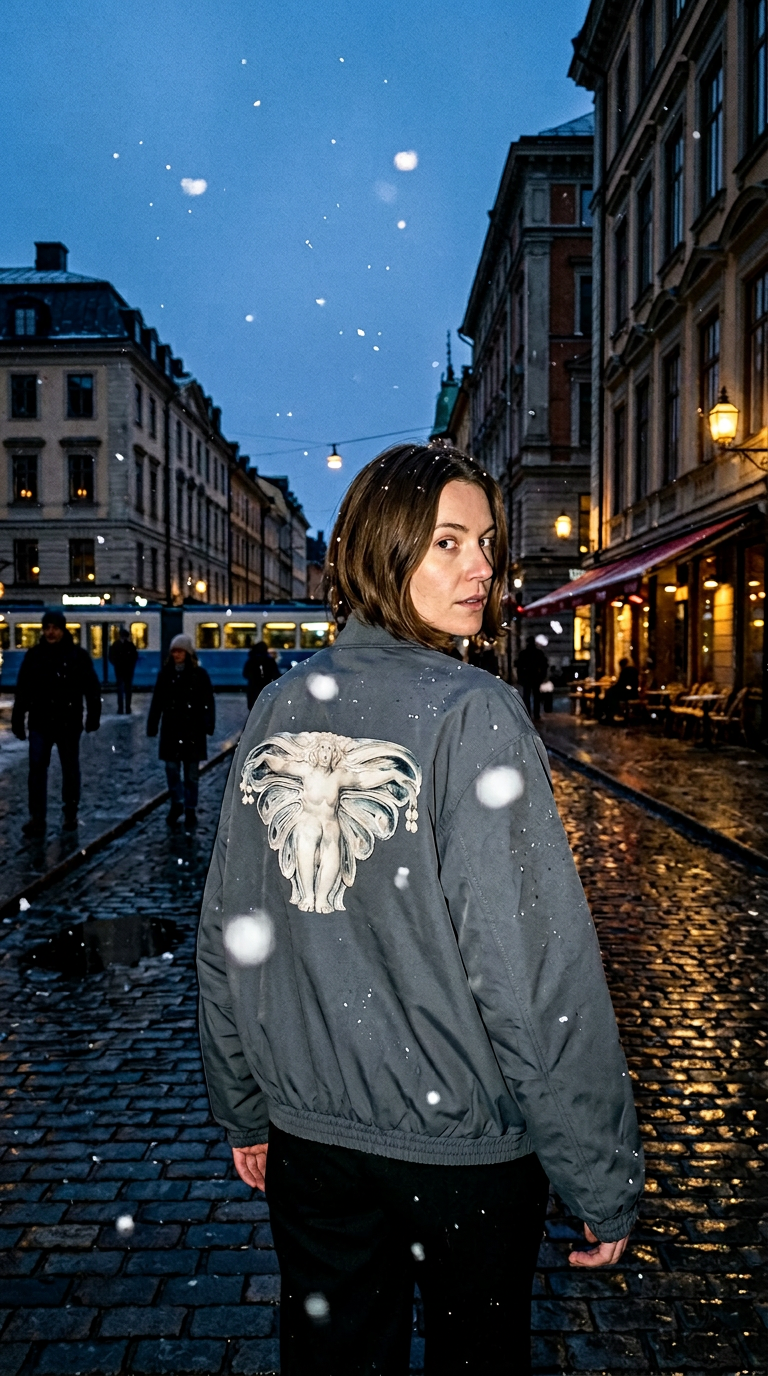 AI product shot of William Blake Art Stand Collar Jacket