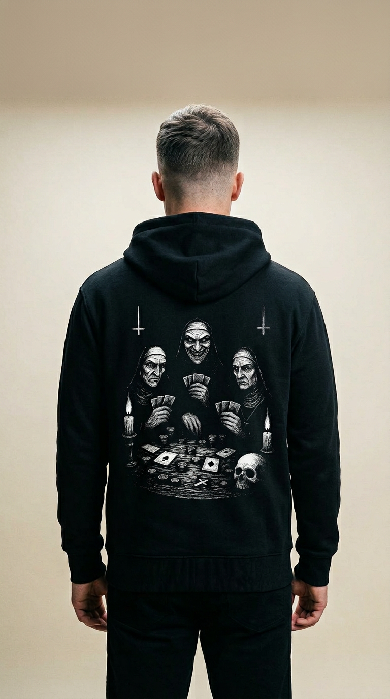 AI product shot of Gambling Nuns Hoodie
