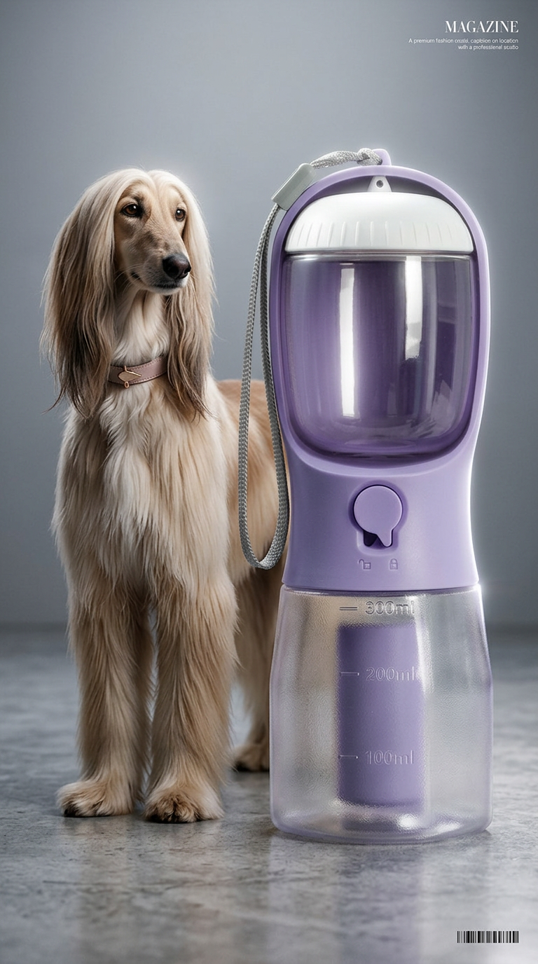 AI product shot of Multi-functional 3-in-1 Water Bottle for Dogs