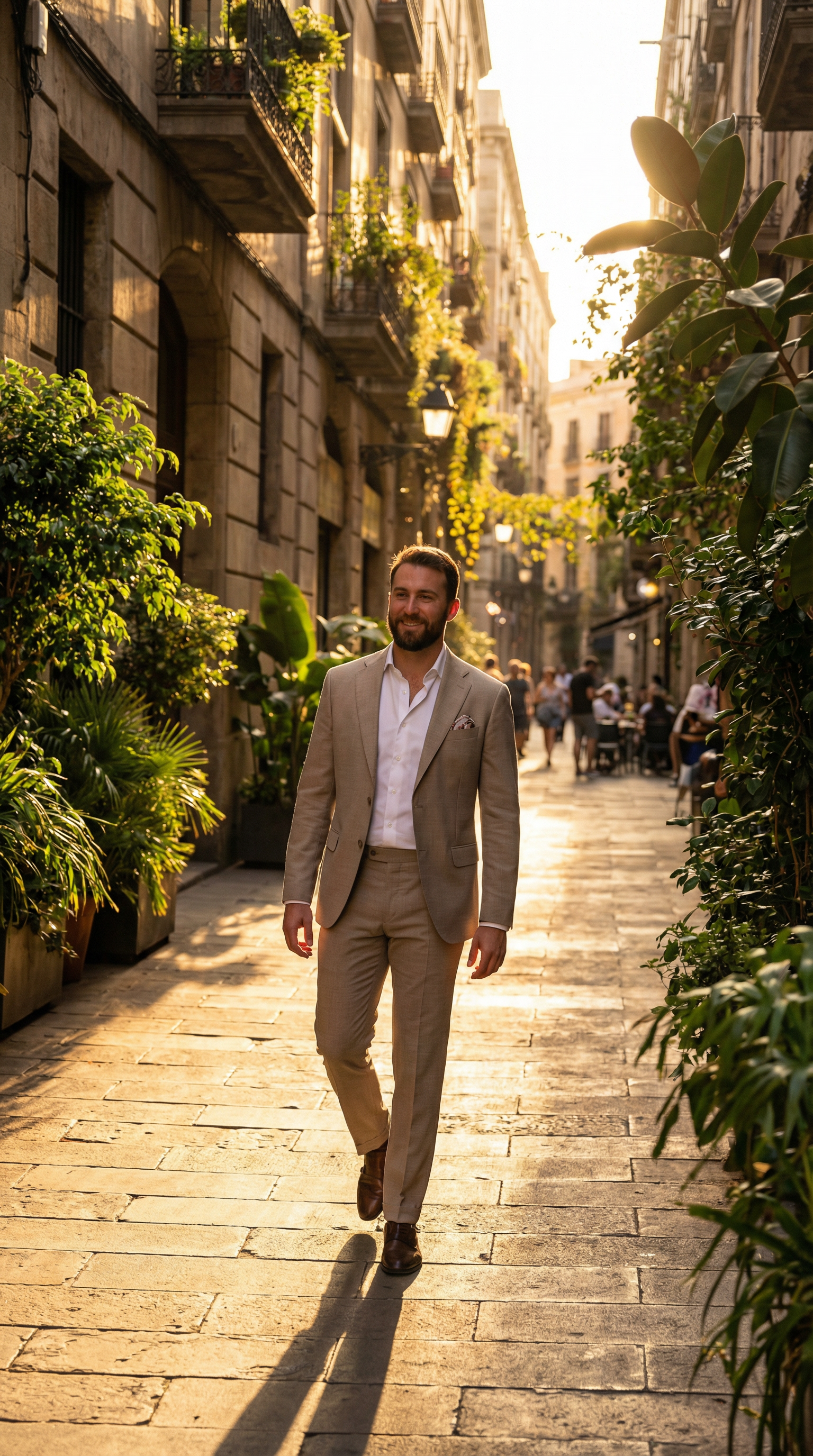AI product shot of Beige Blazer Stretch Wool Mix