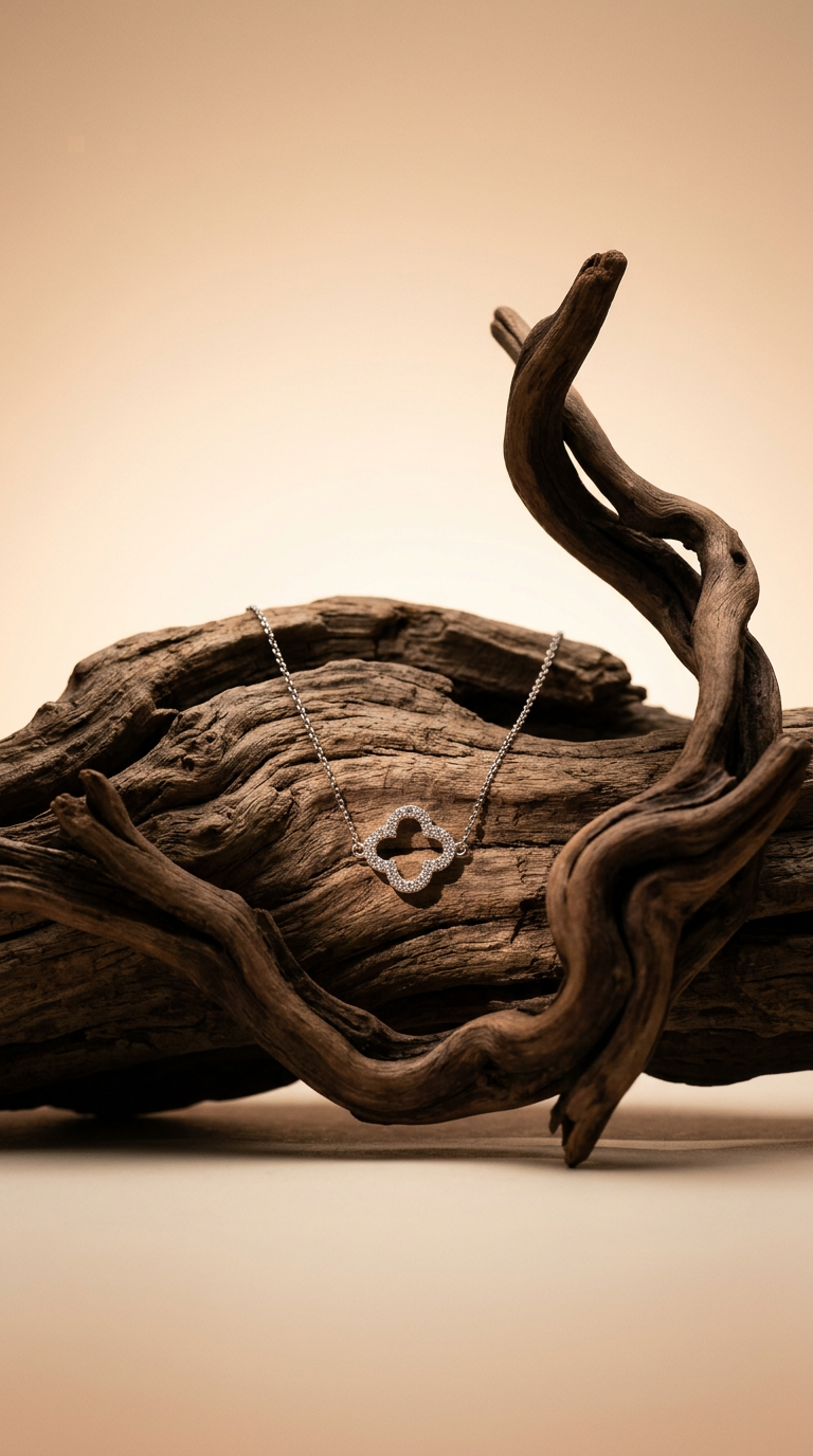 AI product shot of Radiant Clover Lumina Necklace