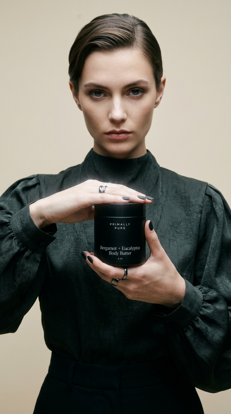 AI product shot of Bergamot + Eucalyptus Whipped Body Butter