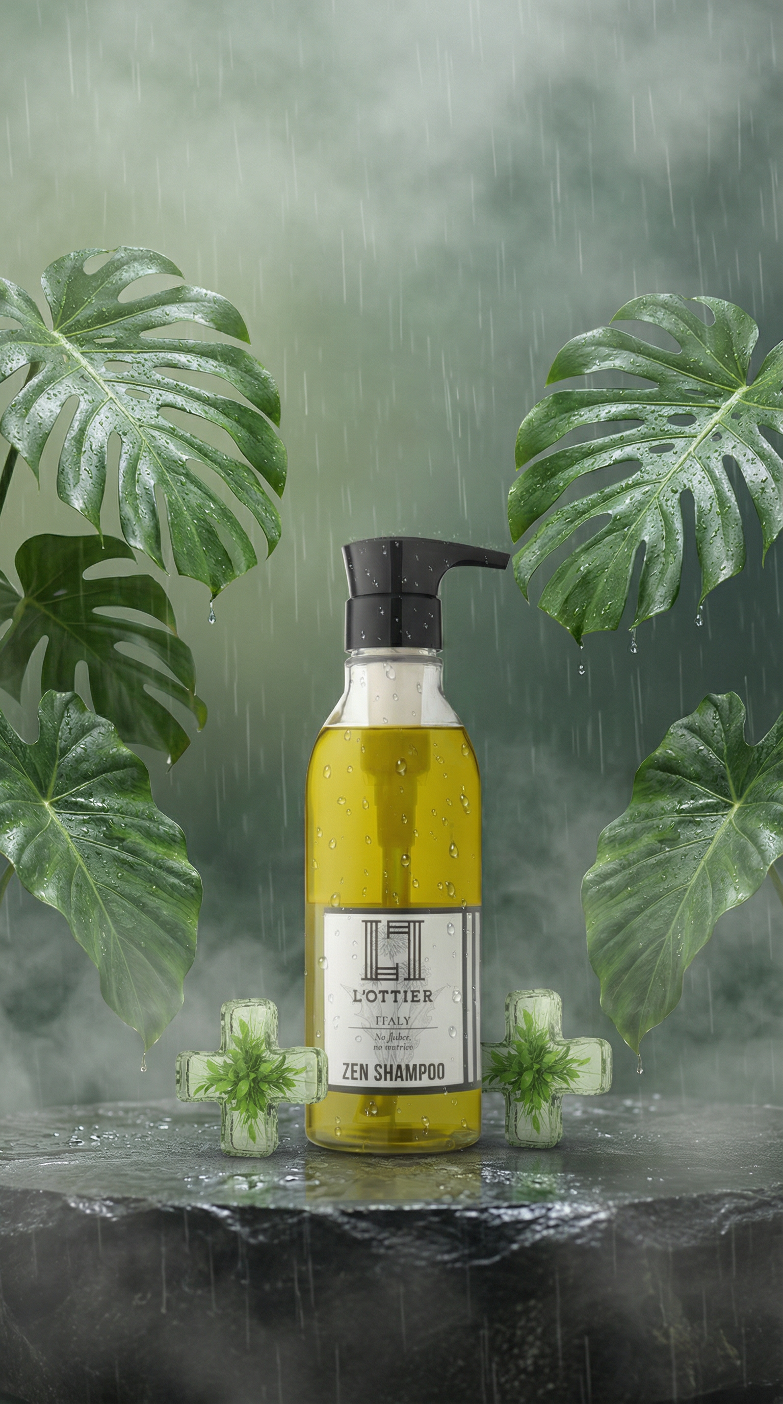 AI product shot of 로띠에르 젠 비듬 샴푸 두피가려움&각질 완화 민감 건성 두피 뾰루지 500ml, 1개