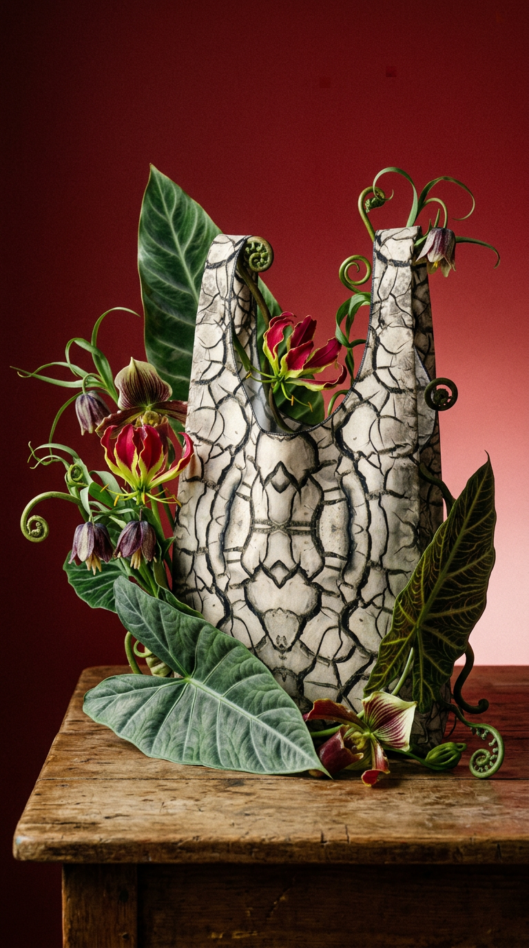 AI product shot of Cracked Earth Designer Parachute Shopping Bag