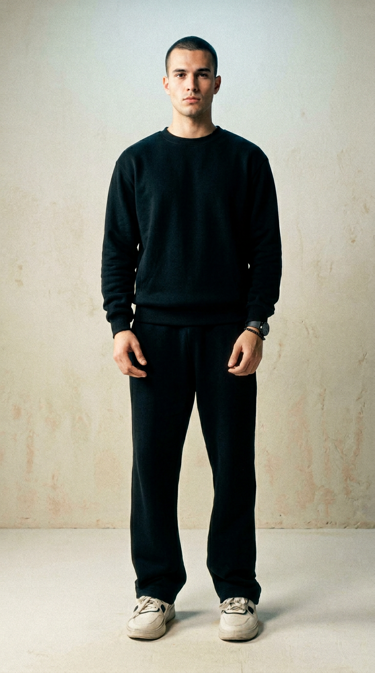 AI product shot of Extra Heavy Baggy Sweats (Black)