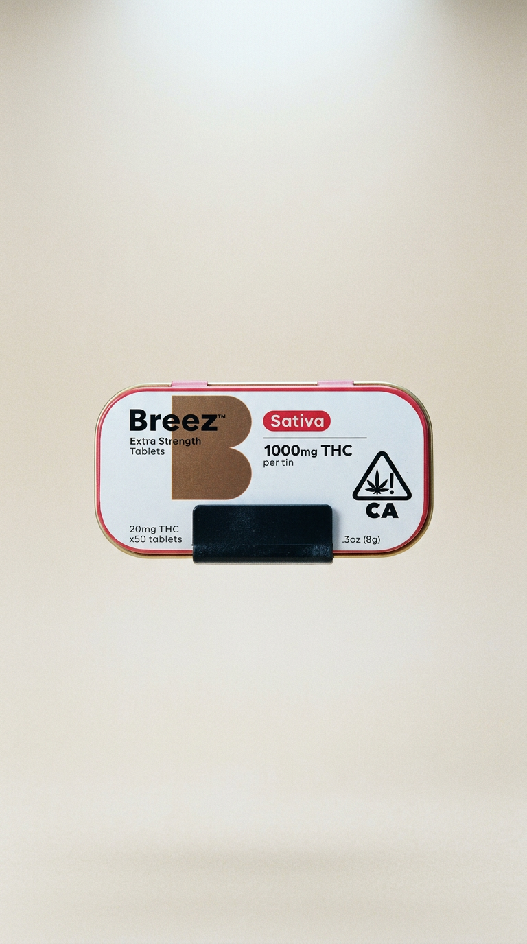 AI product shot of Extra-Strength Sativa THC Tablet Tin