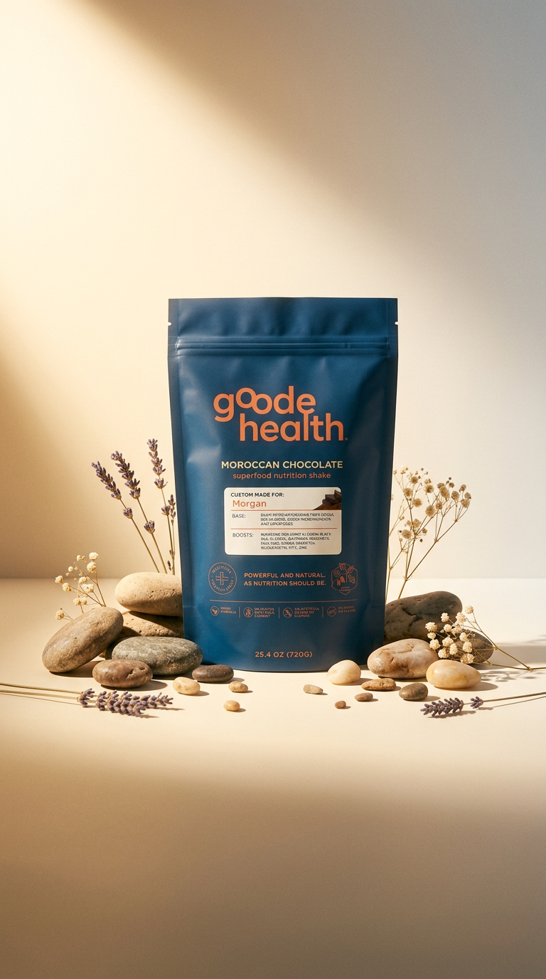 AI product shot of Moroccan Chocolate Superfood Nutrition Shake