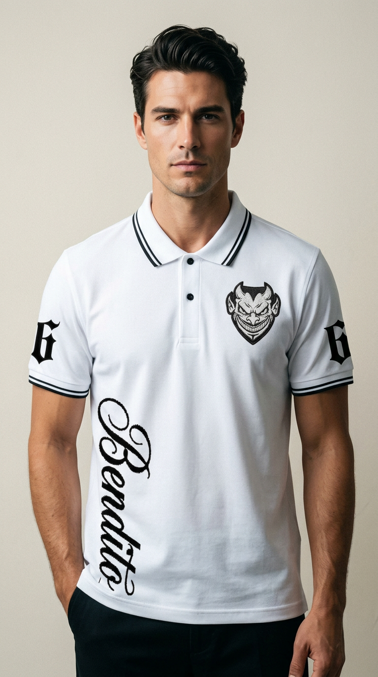 AI product shot of Polo “Bendito” - Blanca