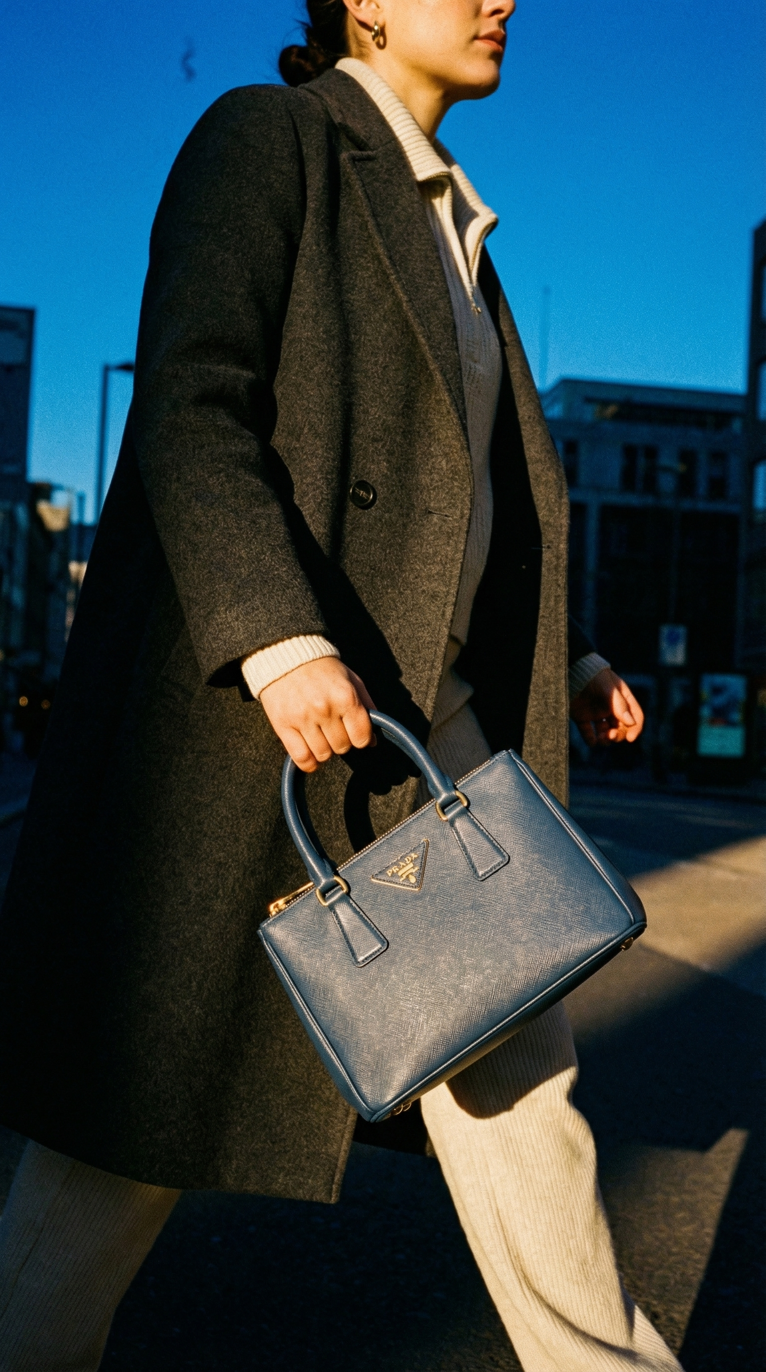 AI product shot of Prada Galleria mini Saffiano leather bag