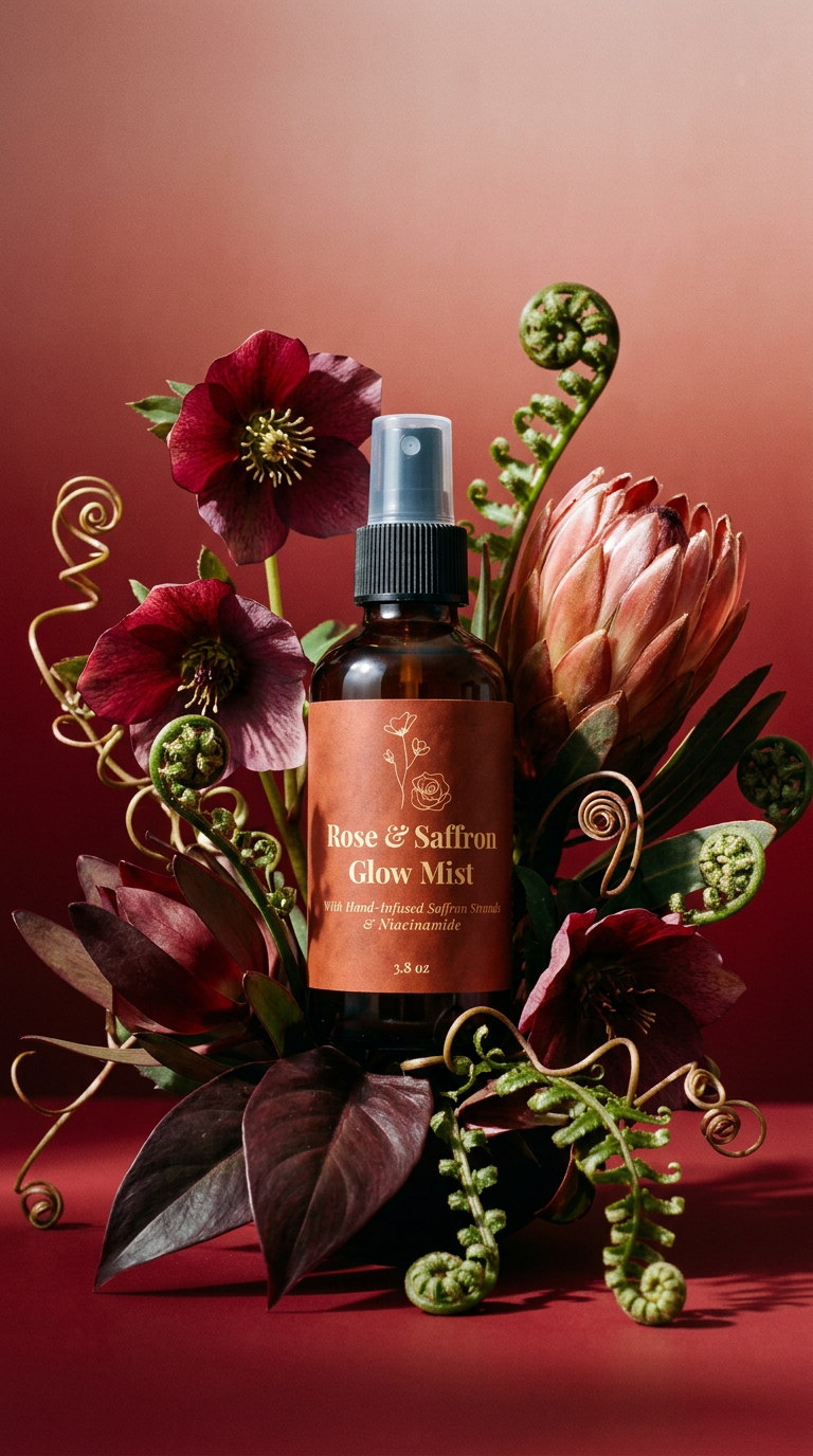 AI product shot of Rose & Saffron Face Mist