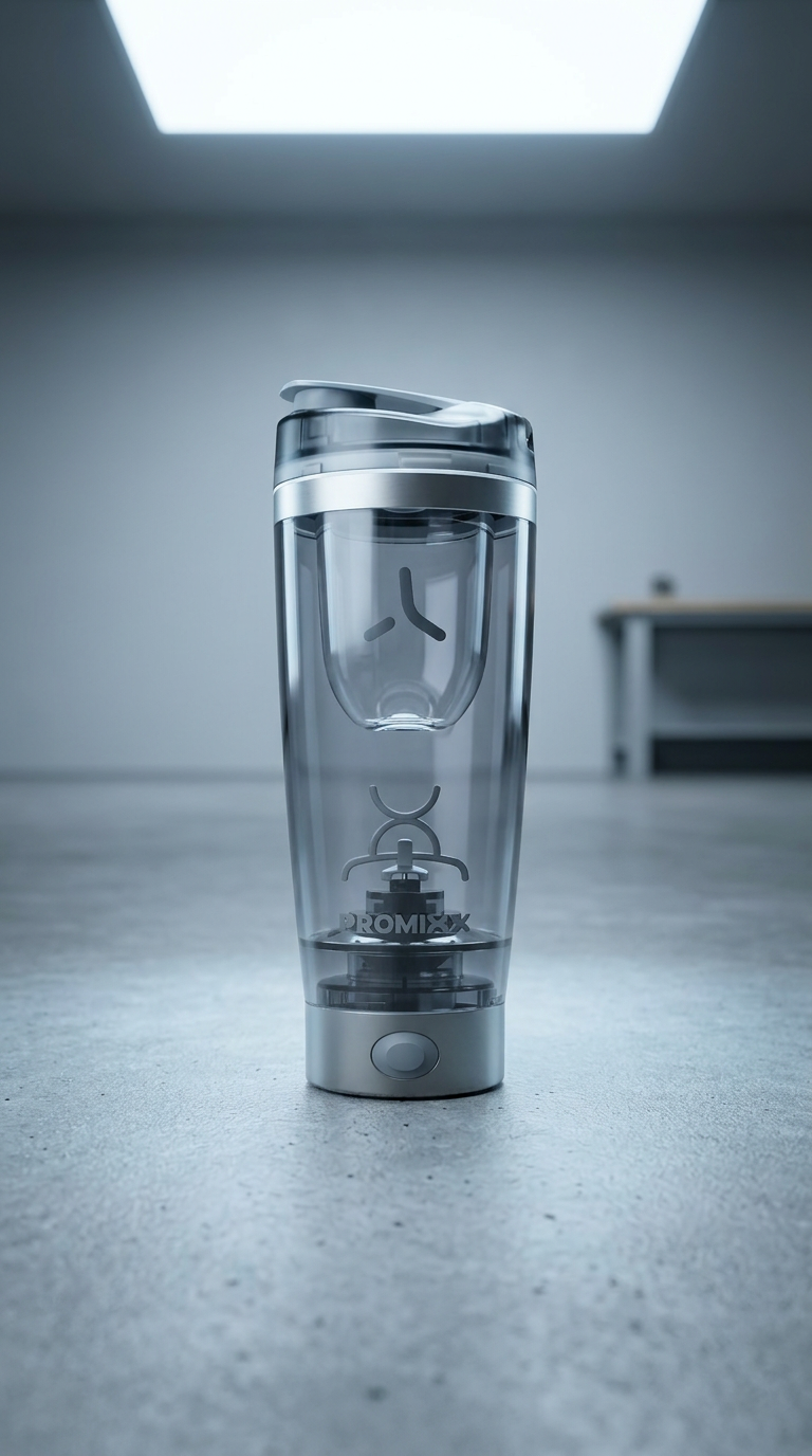 AI product shot of PROMIXX PRO Stainless Steel Electric Shaker Bottle