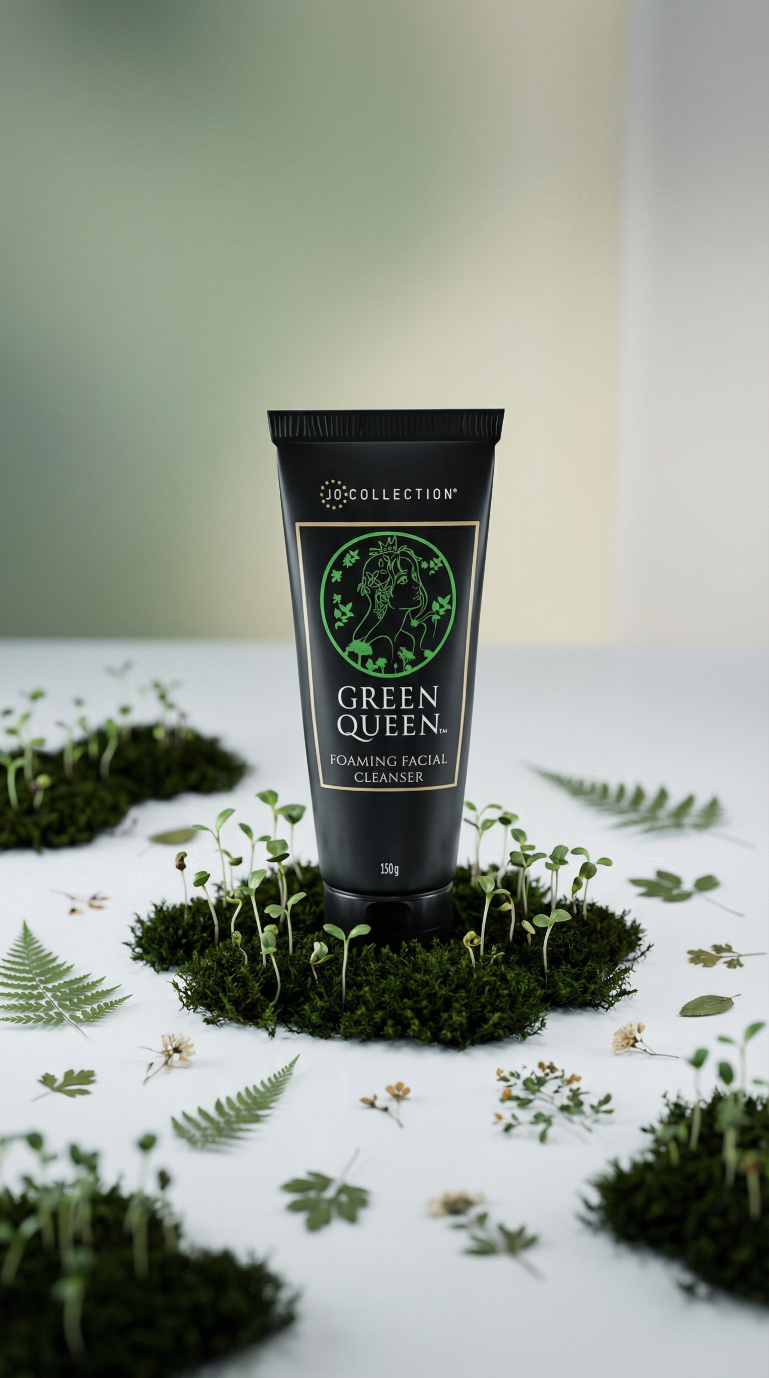 AI product shot of Green Queen Foaming Facial Cleanser