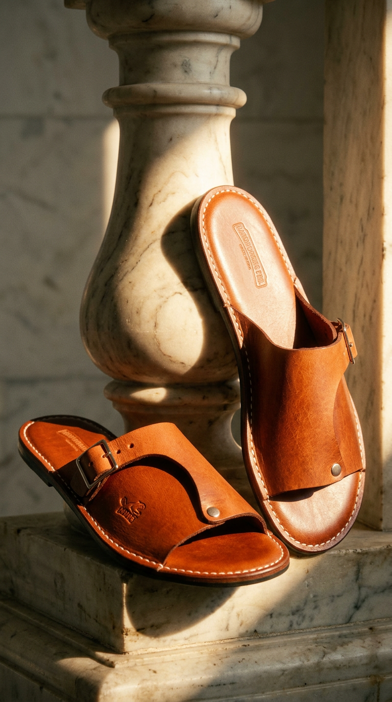 AI product shot of Camino Sandal (Horween)