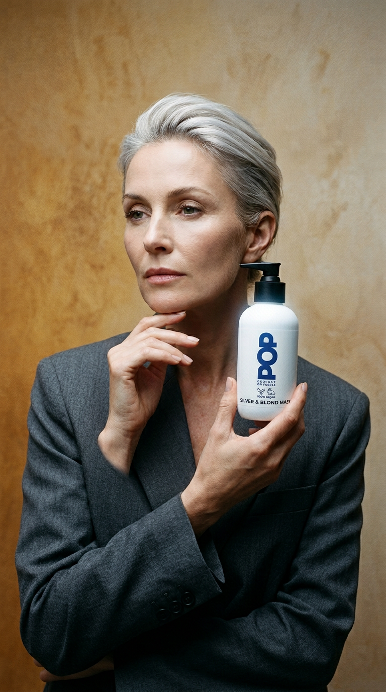 AI product shot of POP Silver & Blond Mask 200ml