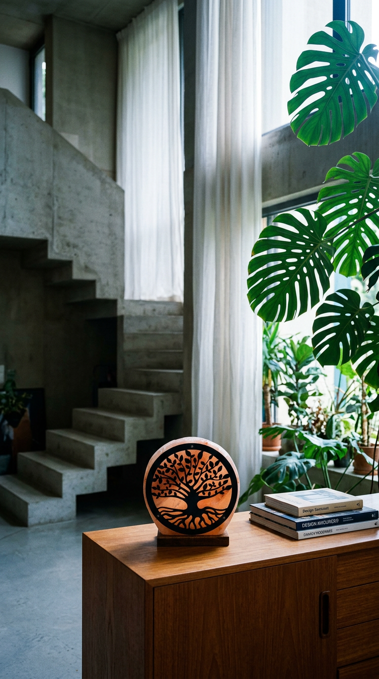 AI product shot of Lampe de sel Himalaya Arbre de vie