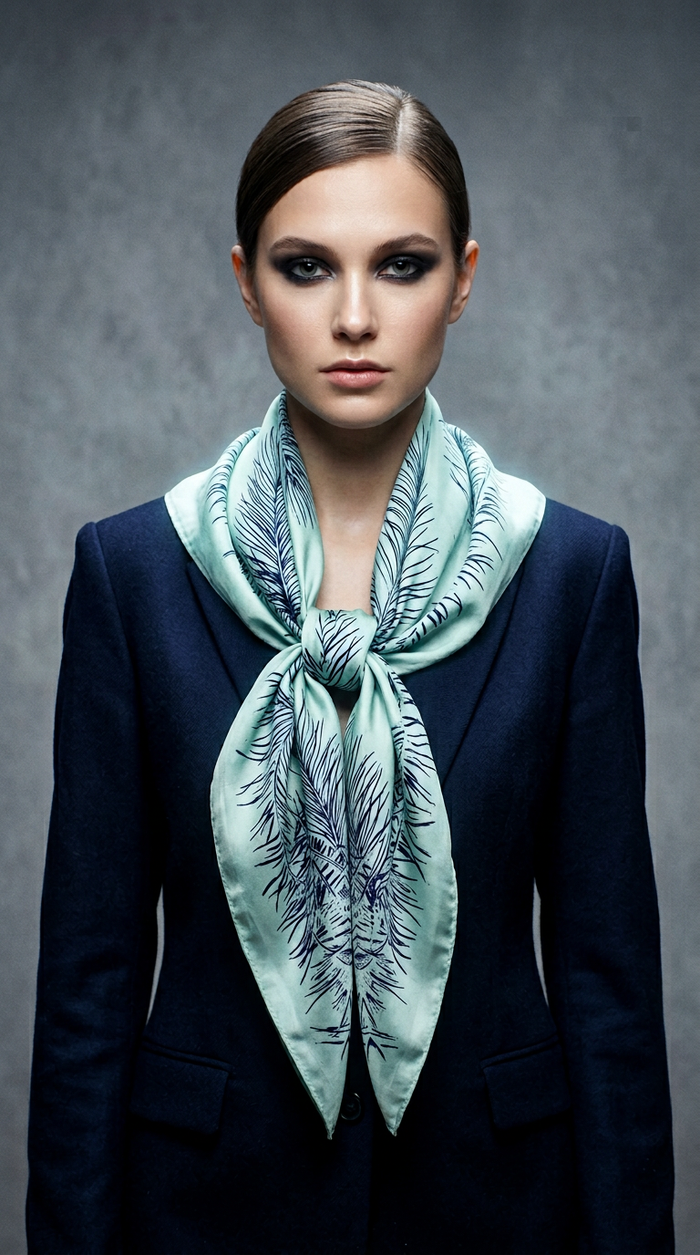 AI product shot of Apaszka jedwab niebieska