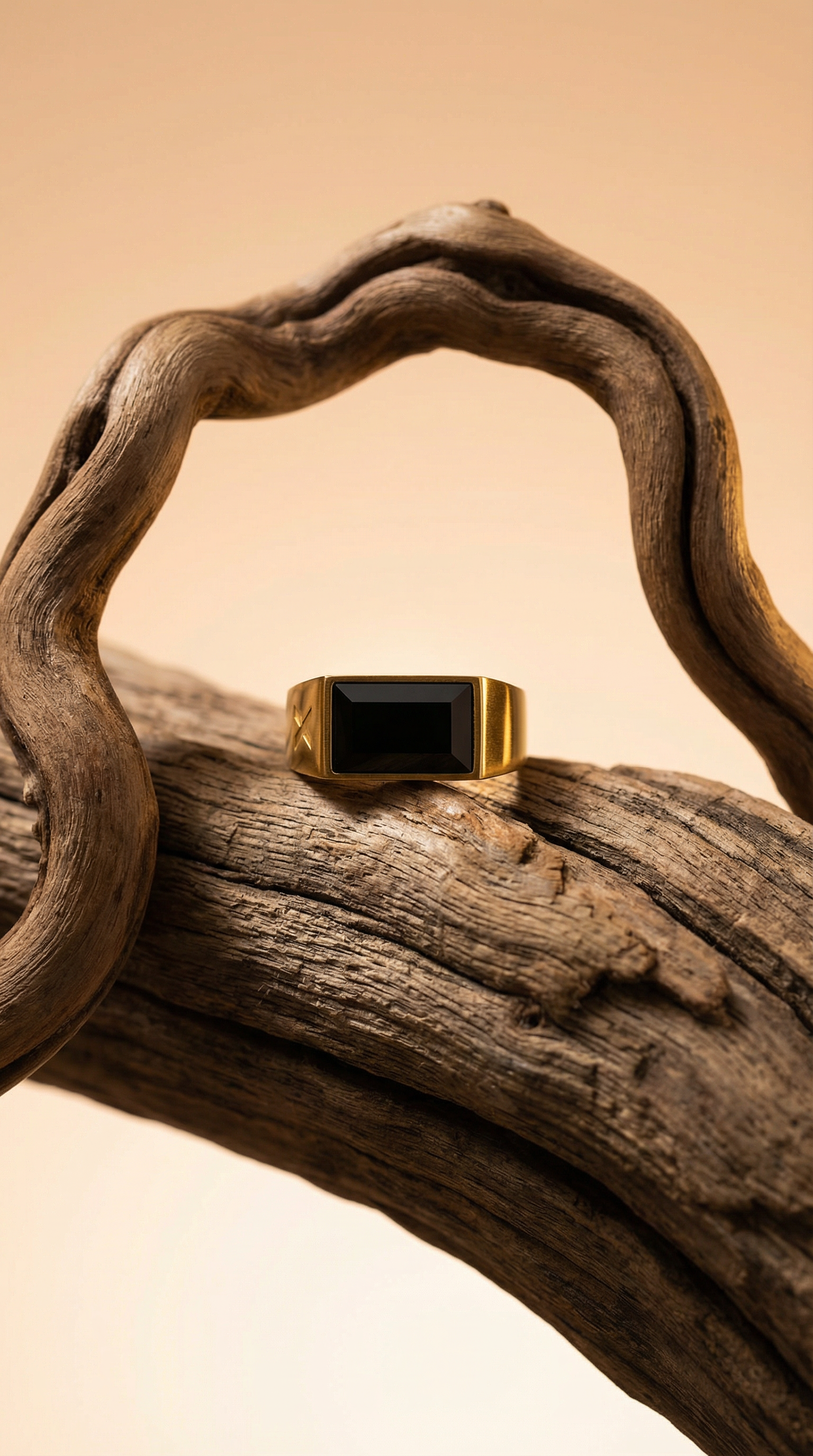 AI product shot of Beveled Onyx Signet Ring Gold