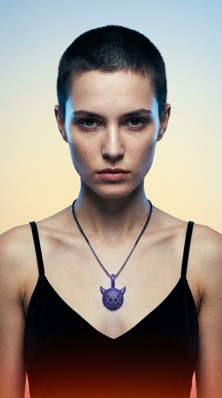 AI product shot of Pendente Emoji Diavolo